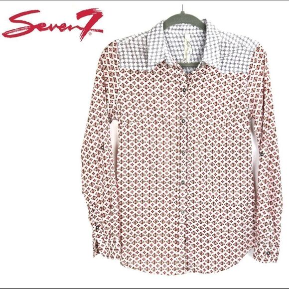 SECEN Women’s Small Cotton Long Sleeve Blouse Western Boho Cowgirl Appeal - Picture 7 of 13